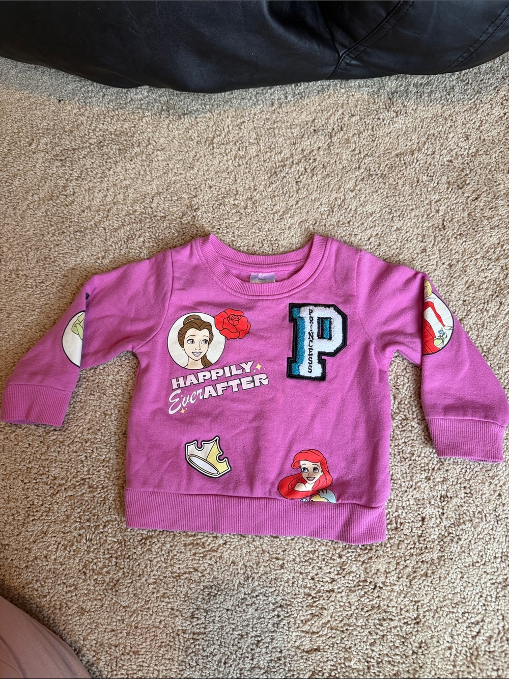 Disney Little Girls Pink Princess Patch Pullover Sweatshirt